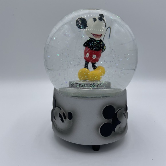 VTG DISNEY ENESCO MICKEY MOUSE "YOU'RE THE TOPS" MUSICAL SNOW GLOBE GUC BIN H - Picture 7 of 7